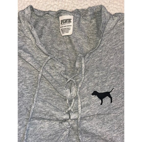 VS PINK Tie Up T-Shirt Gray Size X-Small - Picture 8 of 9